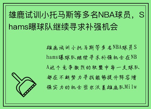 雄鹿试训小托马斯等多名NBA球员，Shams曝球队继续寻求补强机会