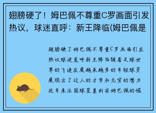 翅膀硬了！姆巴佩不尊重C罗画面引发热议，球迷直呼：新王降临(姆巴佩是c罗球迷吗)