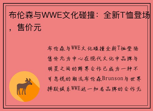 布伦森与WWE文化碰撞：全新T恤登场，售价元